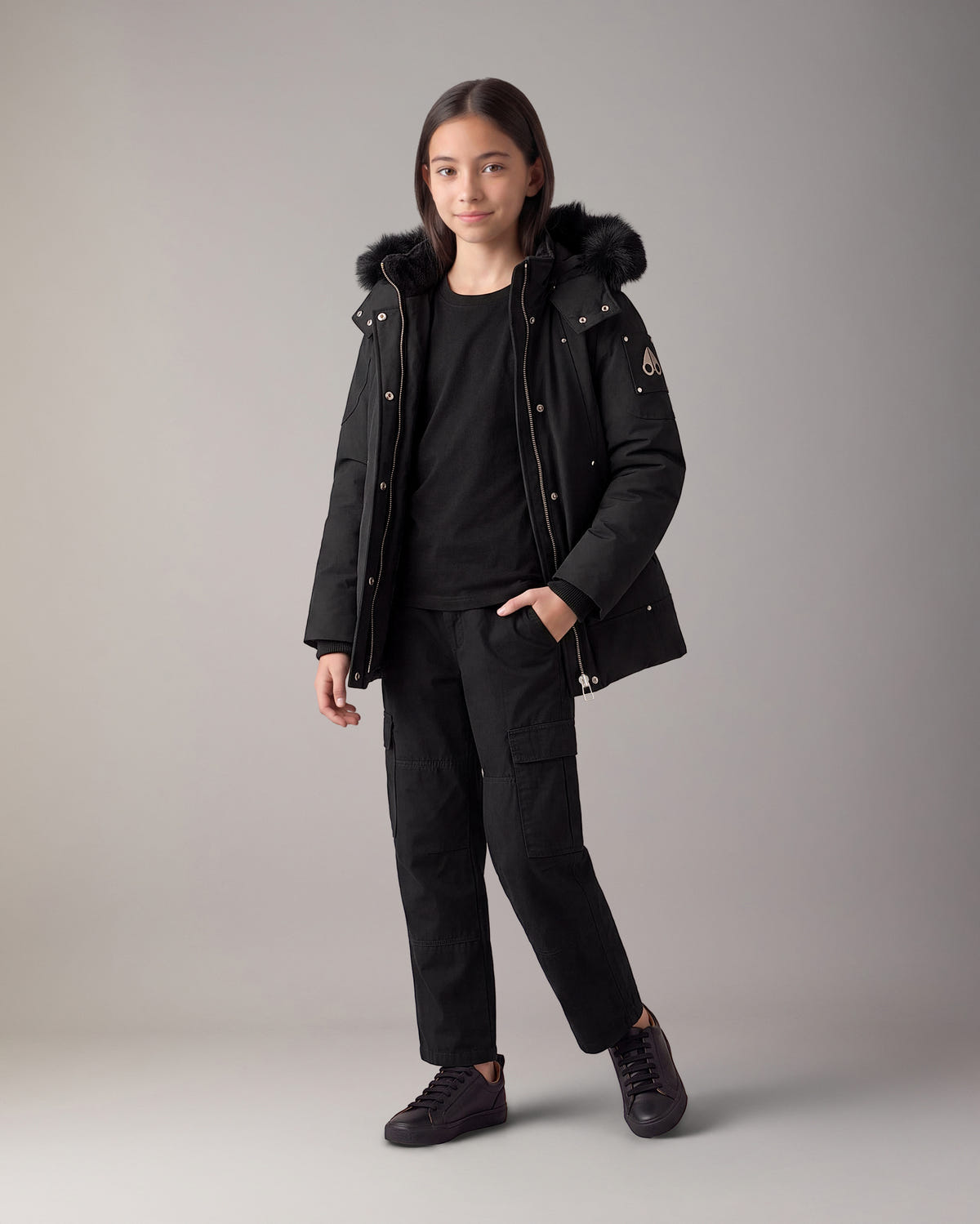 Moose Knuckles - M39UP231S - Kids Original Hooded Down Parka - KIDS - Black / Black Shearling - Detail5