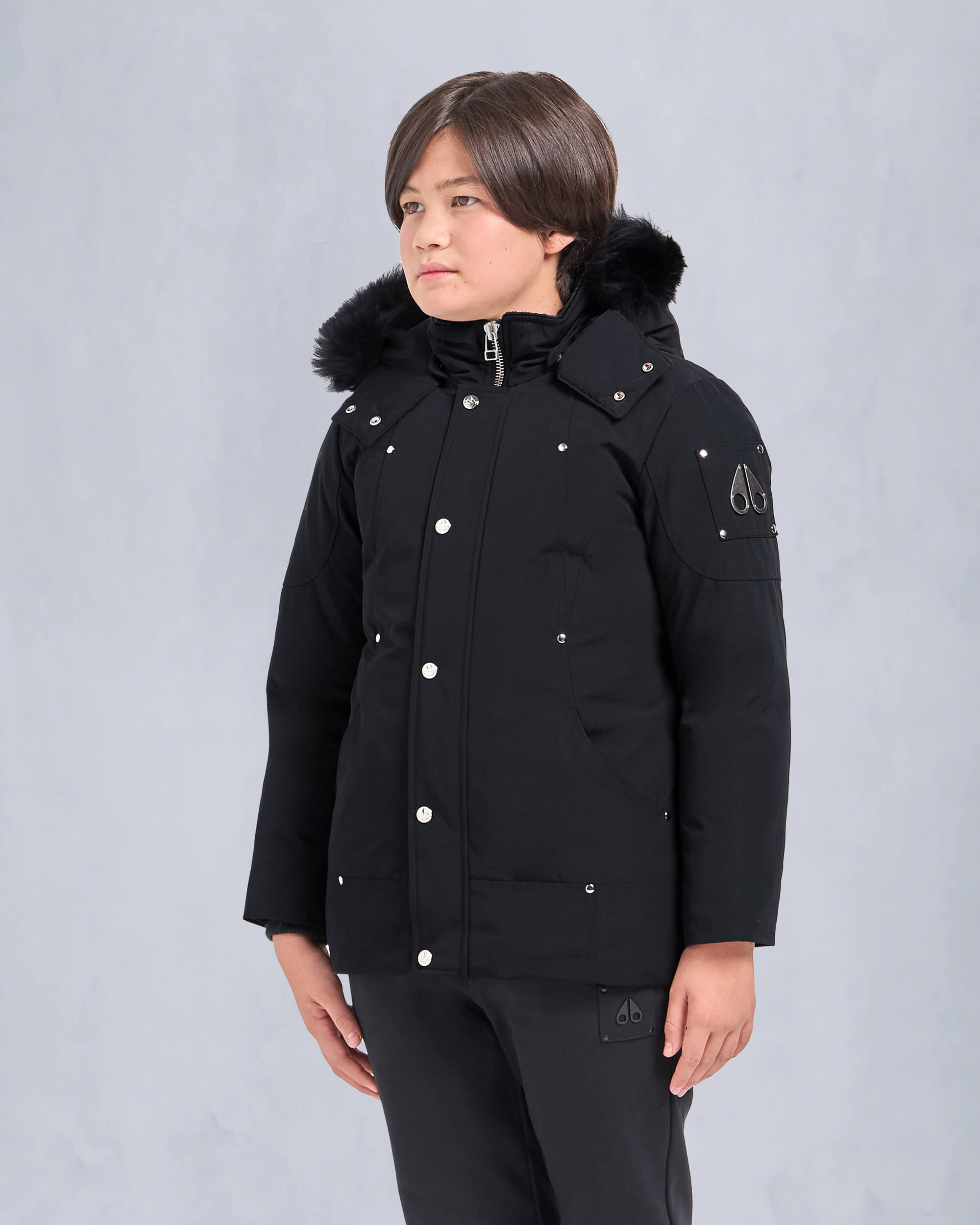 Moose Knuckles - M39UP231S - Kids Original Unisex Shearling Parka - KIDS - Black / Black Shearling - Front
