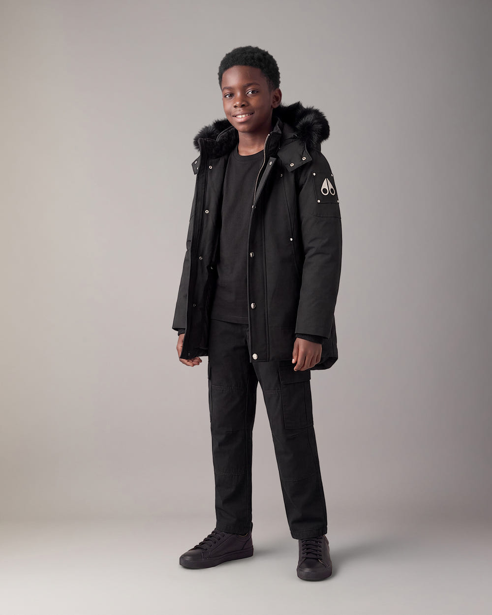 Moose Knuckles - M39UP231S - Kids Original Hooded Down Parka - KIDS - Black / Black Shearling - Front