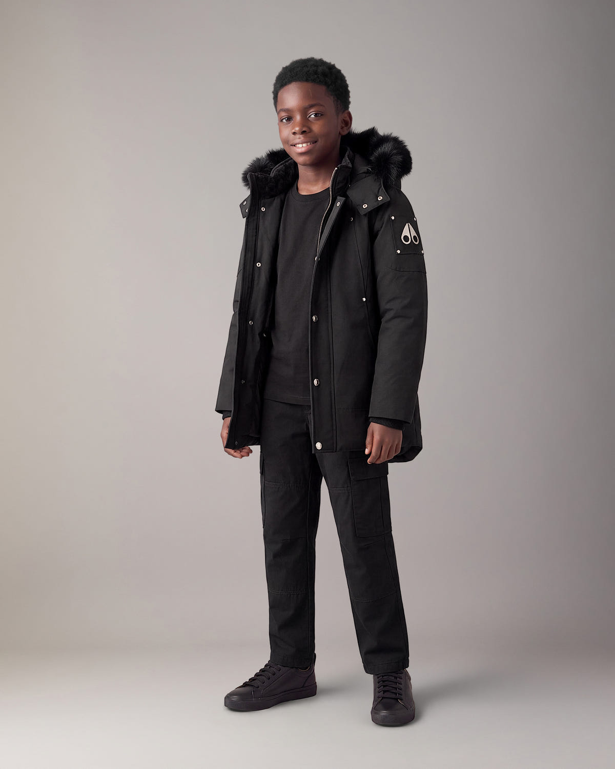 Moose Knuckles - M39UP231S - Kids Original Hooded Down Parka - KIDS - Black / Black Shearling - Front