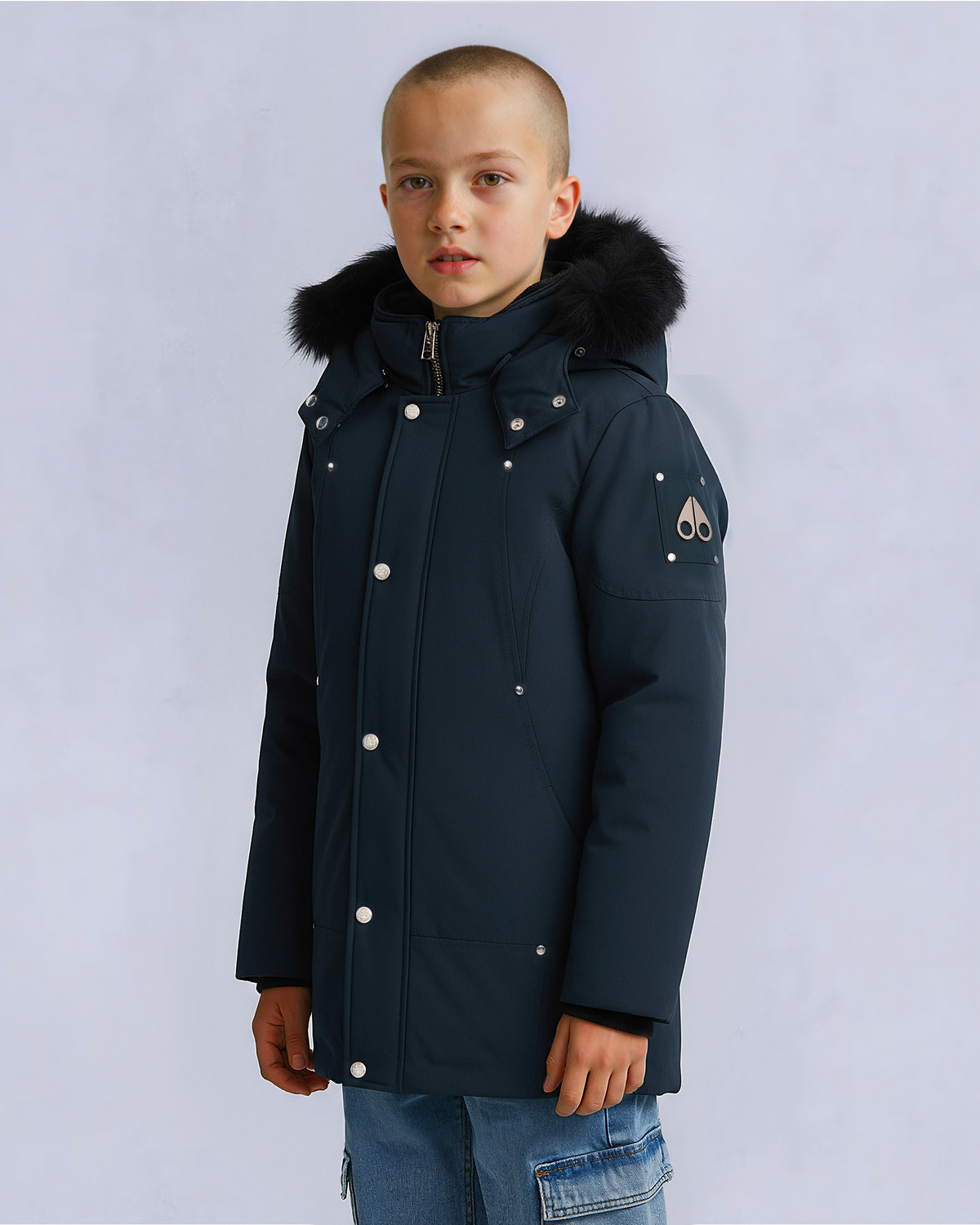 Moose Knuckles - M39UP231S - Kids Unisex Original  Shearling Trim Parka - KIDS - Navy / Black Shearling - Detail4