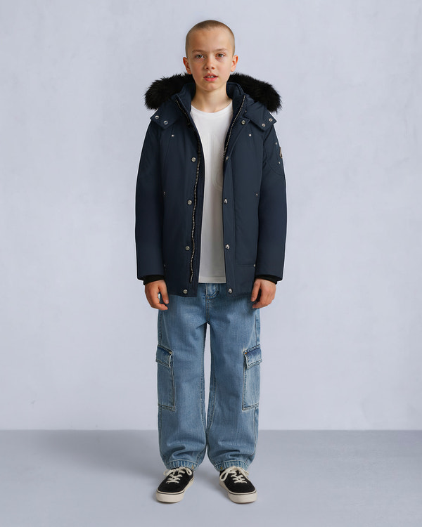 Moose Knuckles - M39UP231S - Kids Unisex Original  Shearling Trim Parka - KIDS - Navy / Black Shearling - Detail5
